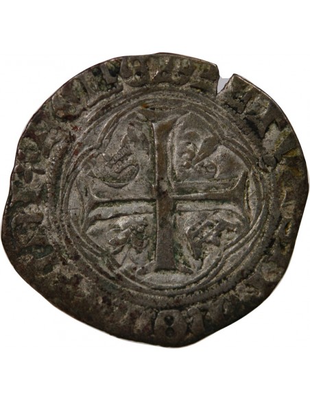 LOUIS XI - BLANC A LA COURONNE 1461 / 1483 SAINT LÔ - FAUTEE "LVDVICVS"