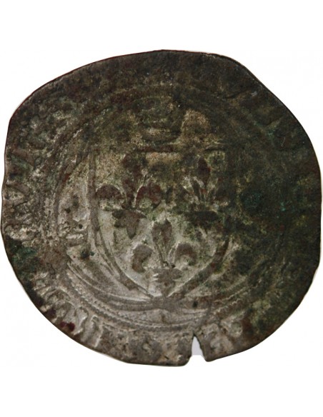 LOUIS XI - BLANC A LA COURONNE 1461 / 1483 SAINT LÔ - FAUTEE "LVDVICVS"