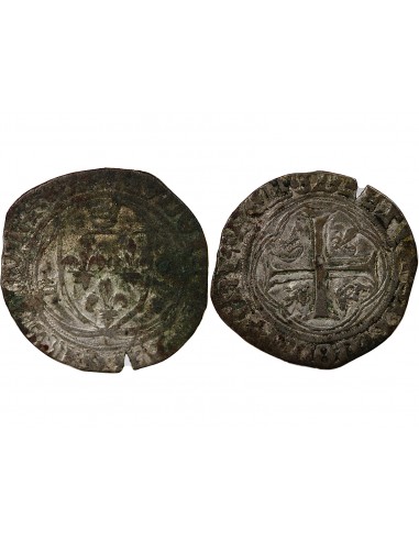 LOUIS XI - BLANC A LA COURONNE 1461 / 1483 SAINT LÔ - FAUTEE "LVDVICVS"