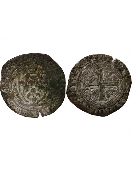 LOUIS XI - BLANC A LA COURONNE 1461 / 1483 SAINT LÔ - FAUTEE "LVDVICVS"