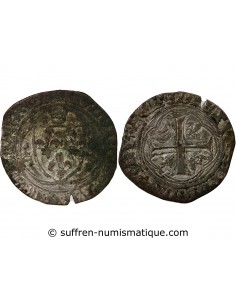 LOUIS XI - BLANC A LA COURONNE 1461 / 1483 SAINT LÔ - FAUTEE "LVDVICVS"