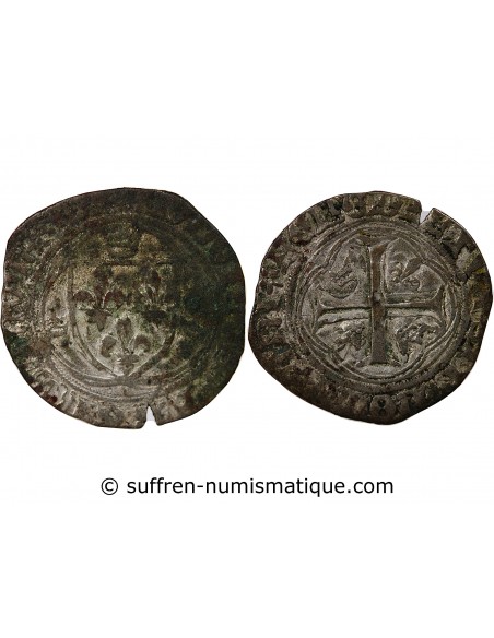 LOUIS XI - BLANC A LA COURONNE 1461 / 1483 SAINT LÔ - FAUTEE "LVDVICVS"