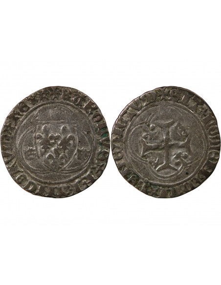 CHARLES VIII - BLANC A LA COURONNE 1483 / 1498 SAINT POURCAIN R