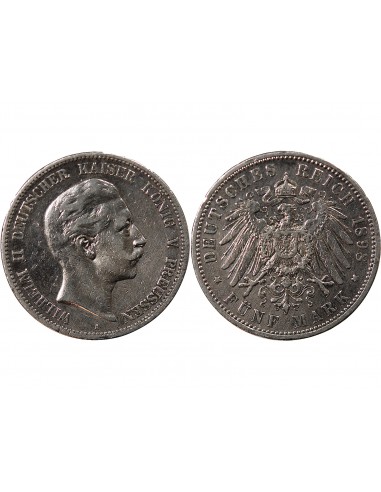 ALLEMAGNE, PRUSSE, WILHELM II - 5 MARK ARGENT 1898 A BERLIN