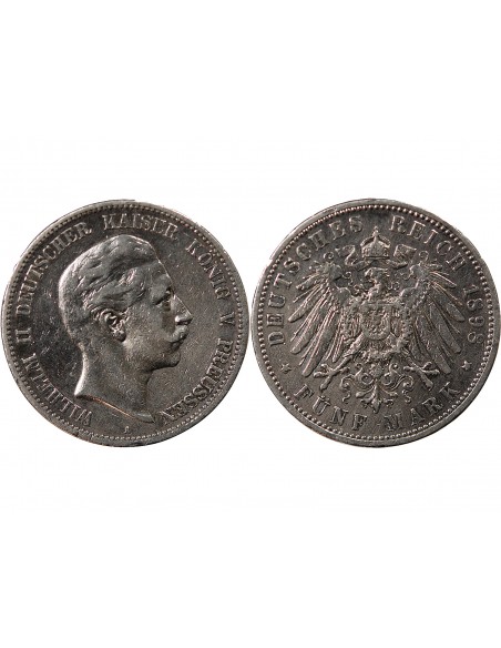 ALLEMAGNE, PRUSSE, WILHELM II - 5 MARK ARGENT 1898 A BERLIN