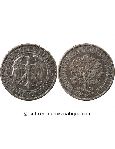 ALLEMAGNE, REPUBLIQUE DE WEIMAR - 5 REICHSMARK ARGENT 1931 J HAMBOURG
