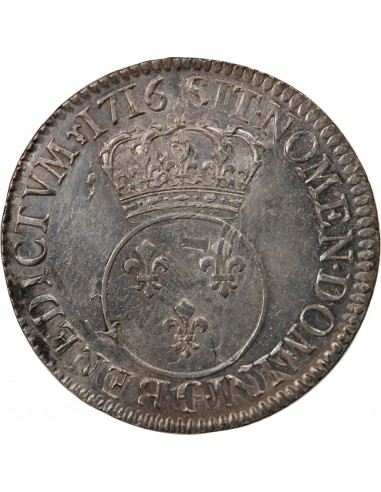 LOUIS XV - ECU VERTUGADIN 1716 G POITIERS