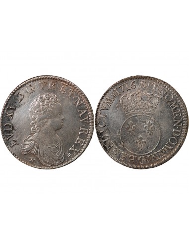 LOUIS XV - ECU VERTUGADIN 1716 G POITIERS