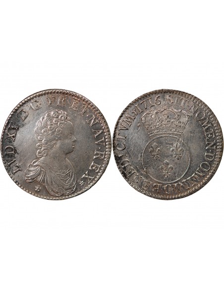 LOUIS XV - ECU VERTUGADIN 1716 G POITIERS