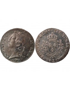LOUIS XV - ÉCU ARGENT AU BANDEAU 1764 L BAYONNE 2