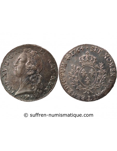 LOUIS XV - ÉCU ARGENT AU BANDEAU 1764 L BAYONNE