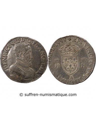 HENRI II, TÊTE NUE - TESTON ARGENT 1553 A PARIS