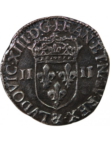 LOUIS XIII - 1/4 ECU AU REVERS A LA CROIX FEUILLUE, 1642 AIX EN PROVENCE R3