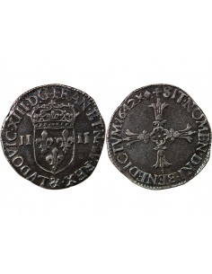 LOUIS XIII - 1/4 ECU AU REVERS A LA CROIX FEUILLUE, 1642 AIX EN PROVENCE R3 2