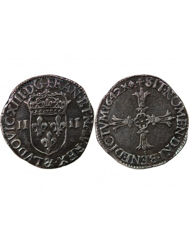 LOUIS XIII - 1/4 ECU AU REVERS A LA CROIX FEUILLUE, 1642 AIX EN PROVENCE R3