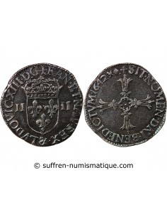 LOUIS XIII - 1/4 ECU AU REVERS A LA CROIX FEUILLUE, 1642 AIX EN PROVENCE R3