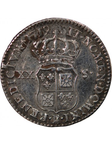 LOUIS XV﻿ - 20 SOLS DE NAVARRE 1719 R ORLEANS