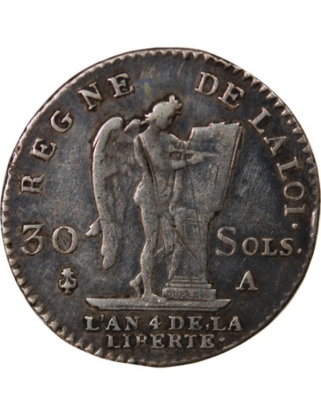 LOUIS XVI, CONSTITUTION - 30 SOLS 1792 A PARIS