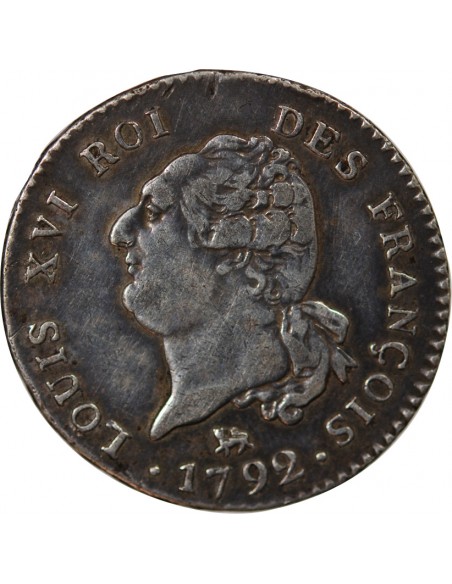 LOUIS XVI, CONSTITUTION - 30 SOLS 1792 A PARIS