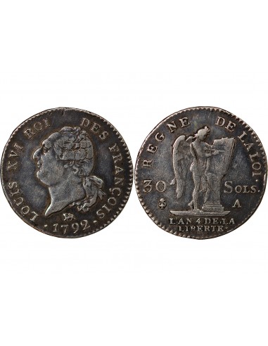 LOUIS XVI, CONSTITUTION - 30 SOLS 1792 A PARIS