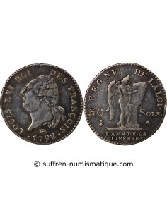 LOUIS XVI, CONSTITUTION - 30 SOLS 1792 A PARIS
