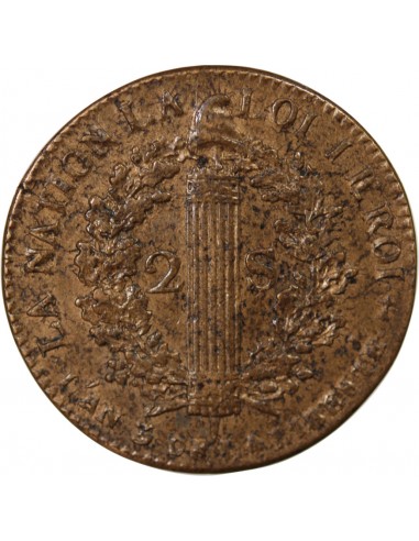 LOUIS XVI, CONSTITUTION - 2 SOLS 1791 AA METZ