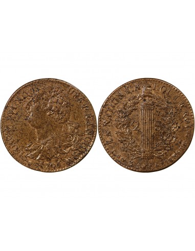 LOUIS XVI, CONSTITUTION - 2 SOLS 1791 AA METZ