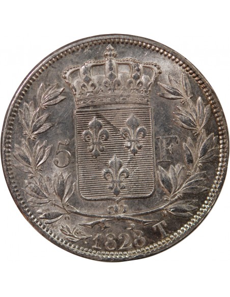 CHARLES X - 5 FRANCS ARGENT 1828 T NANTES
