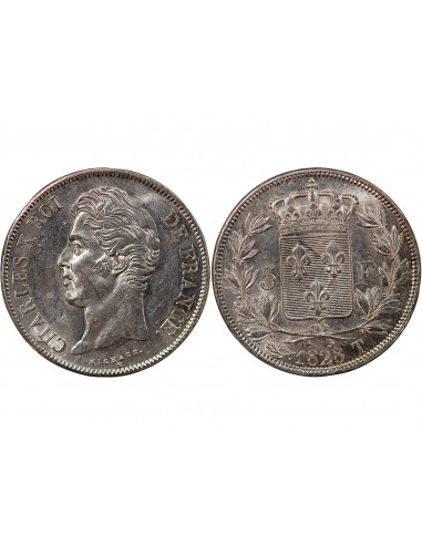 CHARLES X - 5 FRANCS ARGENT 1828 T NANTES