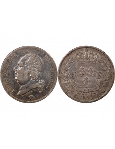 LOUIS XVIII - 5 FRANCS ARGENT 1822 A PARIS 2