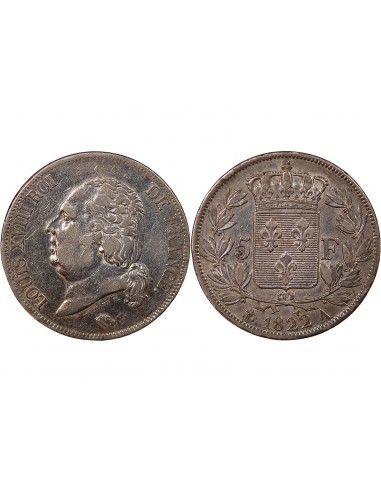LOUIS XVIII - 5 FRANCS ARGENT 1822 A PARIS