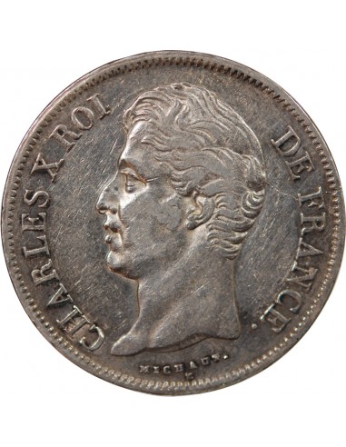 CHARLES X - 5 FRANCS ARGENT 2e TYPE TRANCHE EN CREUX, 1830 W LILLE﻿