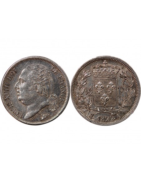 LOUIS XVIII - 1/2 FRANC LOUIS XVIII 1822 A PARIS﻿