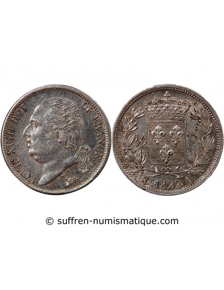 LOUIS XVIII - 1/2 FRANC LOUIS XVIII 1822 A PARIS﻿