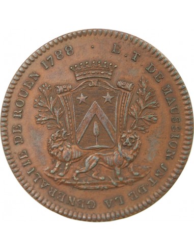 VILLE DE ROUEN - INTENDANT ETIENNE THOMAS DE MAUSSION, JETON ETAIN BRONZE 1788