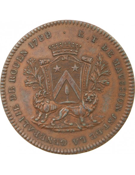 VILLE DE ROUEN - INTENDANT ETIENNE THOMAS DE MAUSSION, JETON ETAIN BRONZE 1788