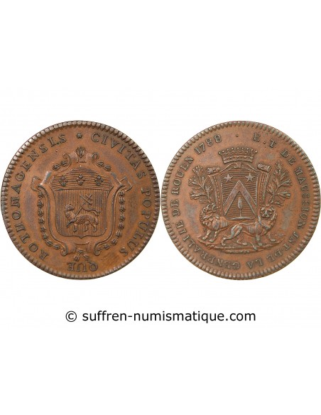 VILLE DE ROUEN - INTENDANT ETIENNE THOMAS DE MAUSSION, JETON ETAIN BRONZE 1788