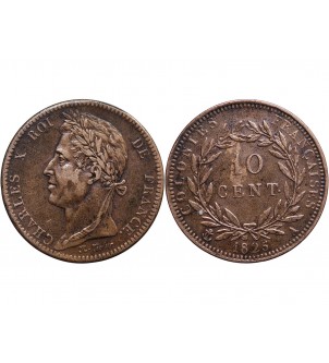 10 CENTIMES CHARLES X 1825 A "Guyane & Sénégal" 2