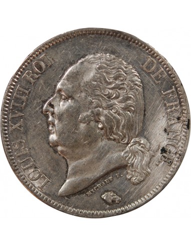 LOUIS XVIII - 5 FRANCS ARGENT 1822 A PARIS