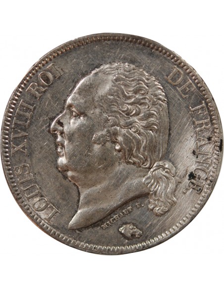 LOUIS XVIII - 5 FRANCS ARGENT 1822 A PARIS