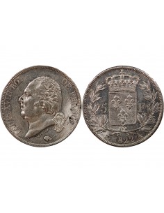 LOUIS XVIII - 5 FRANCS ARGENT 1822 A PARIS 2