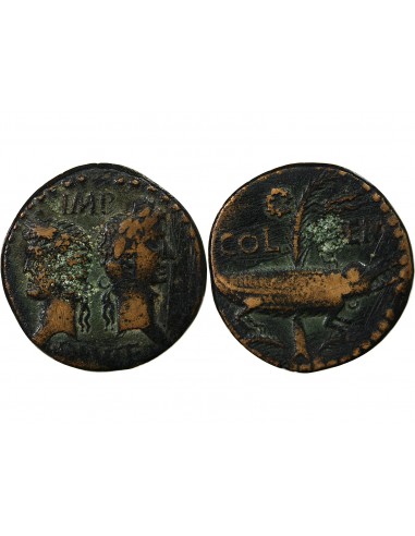 NEMAUSUS, NIMES, AUGUSTE ET AGRIPPA - DUPONDIUS 29 AV JC / 10