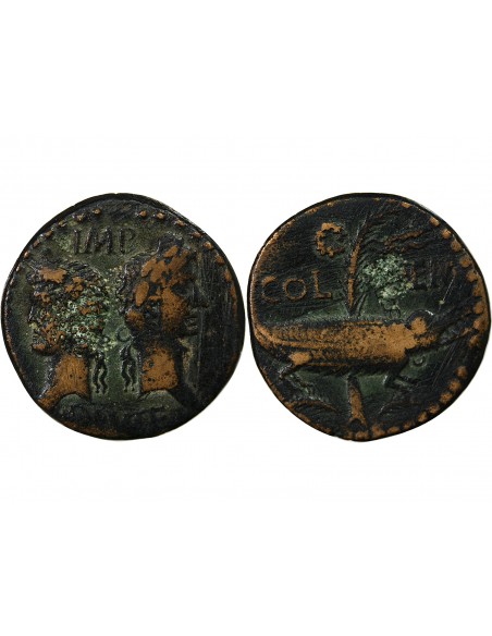 NEMAUSUS, NIMES, AUGUSTE ET AGRIPPA - DUPONDIUS 29 AV JC / 10