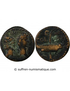 NEMAUSUS, NIMES, AUGUSTE ET AGRIPPA - DUPONDIUS 29 AV JC / 10