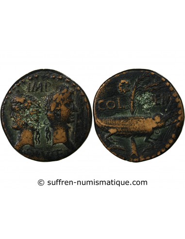 NEMAUSUS, NIMES, AUGUSTE ET AGRIPPA - DUPONDIUS 29 AV JC / 10
