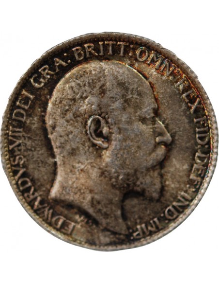 GRANDE-BRETAGNE, EDOUARD VII - 6 PENCE ARGENT 1908