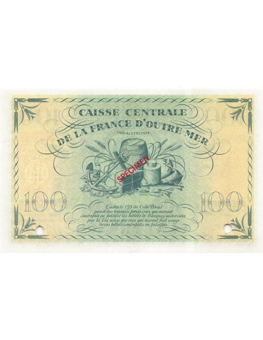 GUADELOUPE - 100 FRANCS 02/02/1944 - SPECIMEN