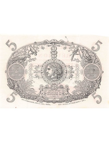 BANQUE DE LA REUNION - 5 FRANCS (1944) - CABASSON ROUGE