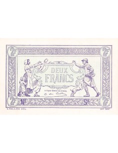TRÉSORERIE AUX ARMÉES - 2 FRANCS 1919 - EPREUVE SUR PAPIER FORT
