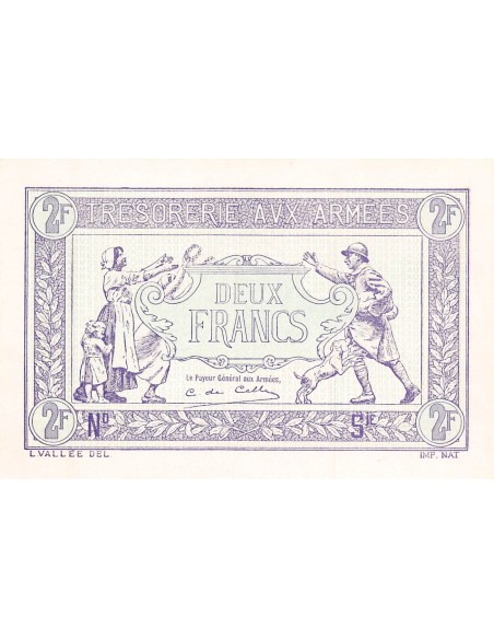 TRÉSORERIE AUX ARMÉES - 2 FRANCS 1919 - EPREUVE SUR PAPIER FORT